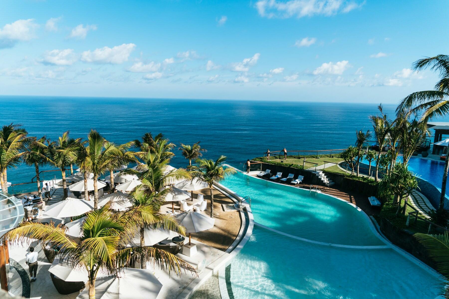 Tropical resort pool, illustrative placeholder